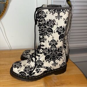 Dr. Martens Black and White Lace Up Boots